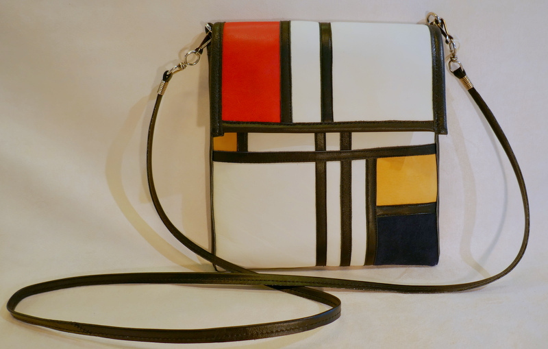 schoudertas vintage leer Mondriaan