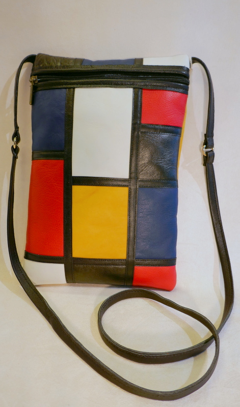 schoudertas vintage leer Mondriaan