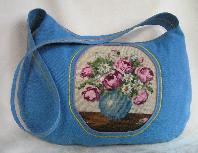 nel tip handgemaakte schoudertas - vintage borduurwerk wol