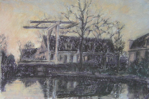 weelbrug in de avond - 2008 pastel 29x19 cm