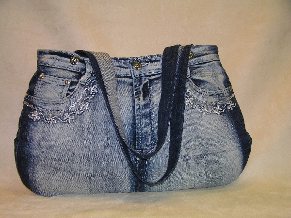 schoudertas vintage jeans voorzijde